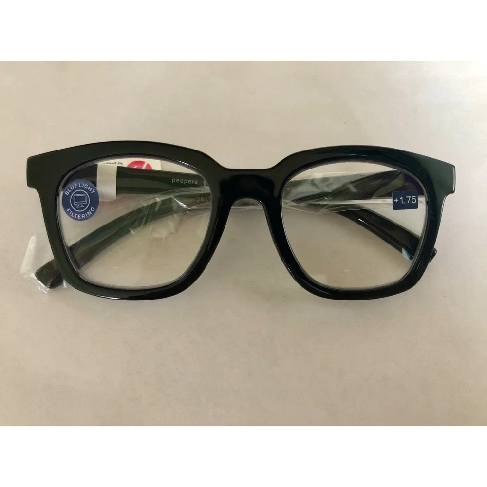 New Peepers Black To the Max Blue Light Filtering Reading Glasses +1.75
